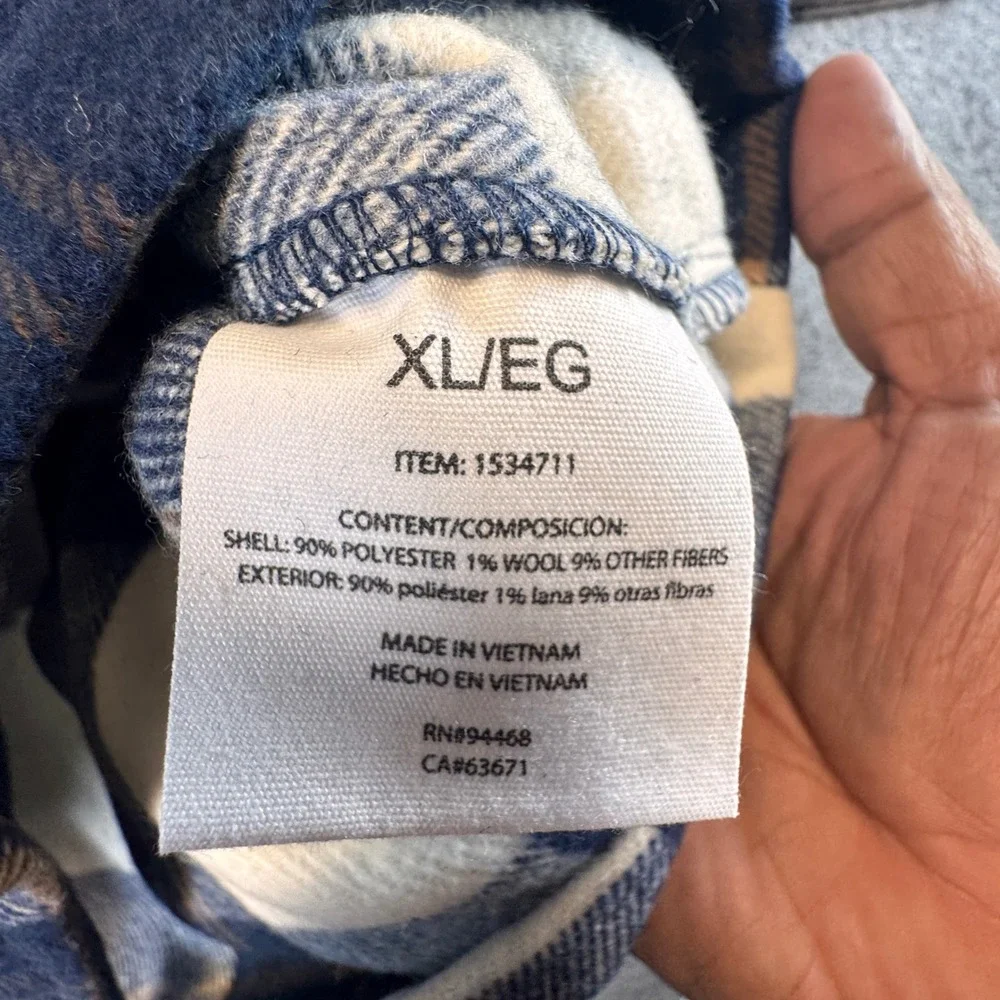 HFX Womens Navy Blue Plaid Flannel Snap‎ Front Shacket Jacket XL